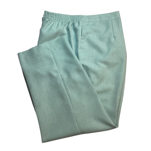 Alfred Dunner Pants - Alfred Dunner Women Pants Size 16W Light Green Elastic Waist Trousers Pockets